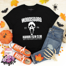 Load image into Gallery viewer, Woodsboro Film Club - Black Relaxed Tee
